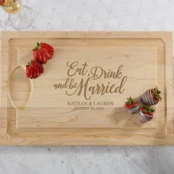 Eat, Drink & Be Married Maple Wood Cutting Board