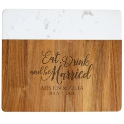 Eat, Drink & Be Married Marble Wood Cheese Board