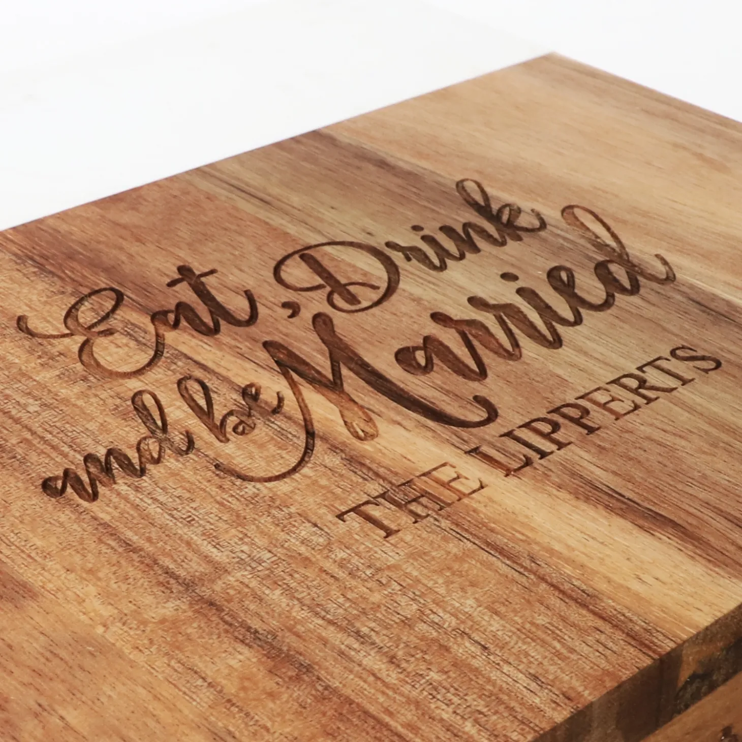 Eat, Drink & Be Married Marble Wood Cheese Board
