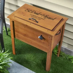 Eat, Drink & Be Married Outdoor Wooden Cooler