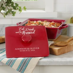 Eat, Drink & Be Married 3qt Square Stoneware Casserole Dish