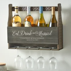 Eat, Drink & Be Married Wall-Mounted Wine Rack