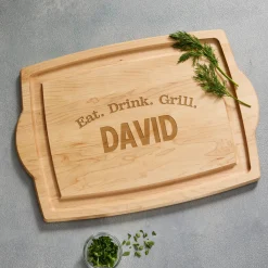 Eat, Drink, Grill Maple Wood Cutting Board