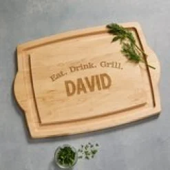 Eat, Drink, Grill Maple Wood Cutting Board