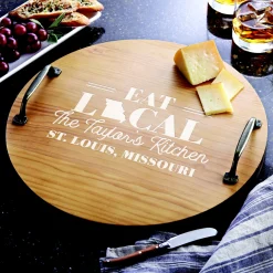 Eat Local Classic Pine Wood Serving Tray