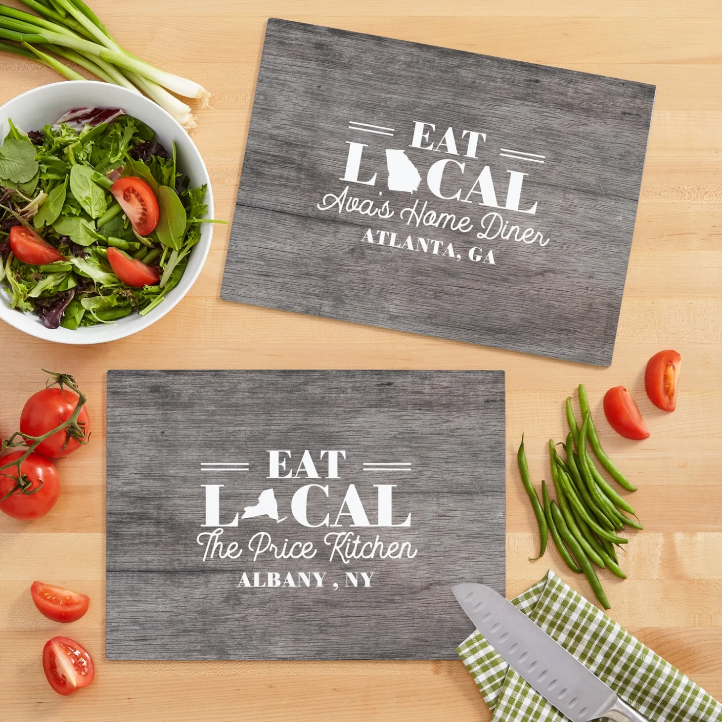 Eat Local Glass Cutting Board