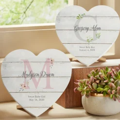 Elegant Baby Name Wood Heart