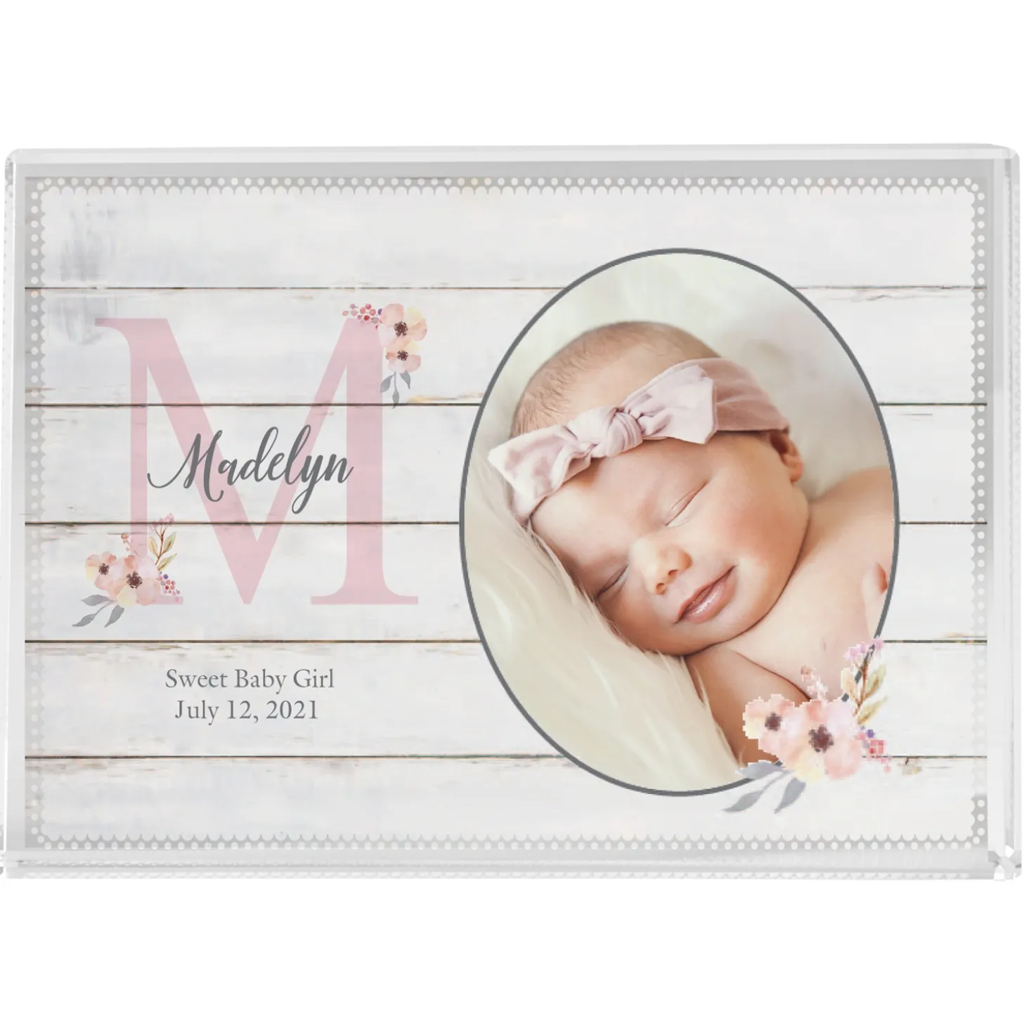 Elegant Baby Photo Glass Block