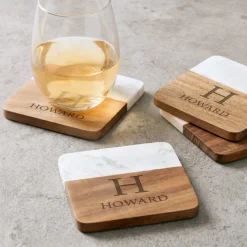 Elegant Marble Wood Coasters