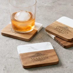 Elegant Marble Wood Coasters