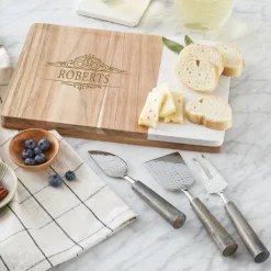 Elegant Marble Wood Server