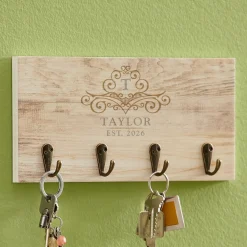 Elegant Monogram & Name Key Hook