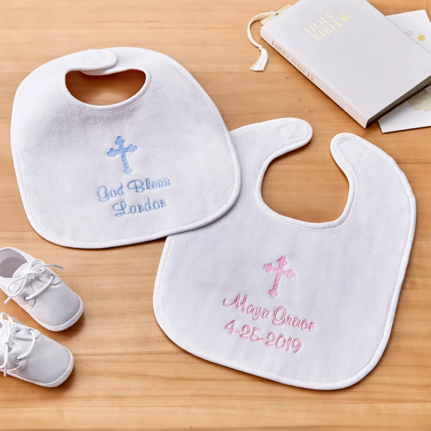 Embroidered Baptismal Bib & Bodysuit
