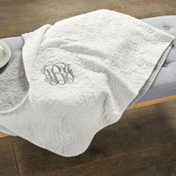 Embroidered Monogram Quilted Throw