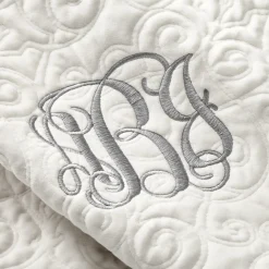 Embroidered Monogram Quilted Throw