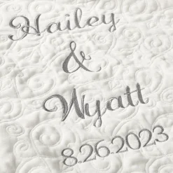Embroidered Name & Date Quilted Throw