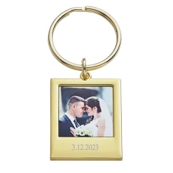 Engraved Photo Message Beveled Keychain