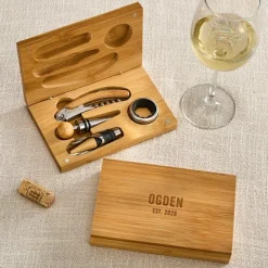 Est. Bamboo Wine Gift Set .product-info-decoration { display: inline-flex; justify-content: space-between; align-items: center; border-radius: 0.4rem; background-color: #E8E8E8; padding: 0.2rem 0.4rem; font-size: 1.4rem; line-height: 1.6rem; font-weight: var(--font-weight-semibold); letter-spacing: 0.042rem; text-transform: uppercase; --decoration-icon-url: ''; /* will be dynamically set */}.product-info-decoration.badge-icon::before { content: ''; width: 2rem; height: 2rem; background: var(--decoration-icon-url) no-repeat; background-size: 100% 100%; display: block; margin-right: 0.4rem;} Laser Engraved