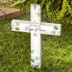 Evergreen Memorial Solar LED Cross