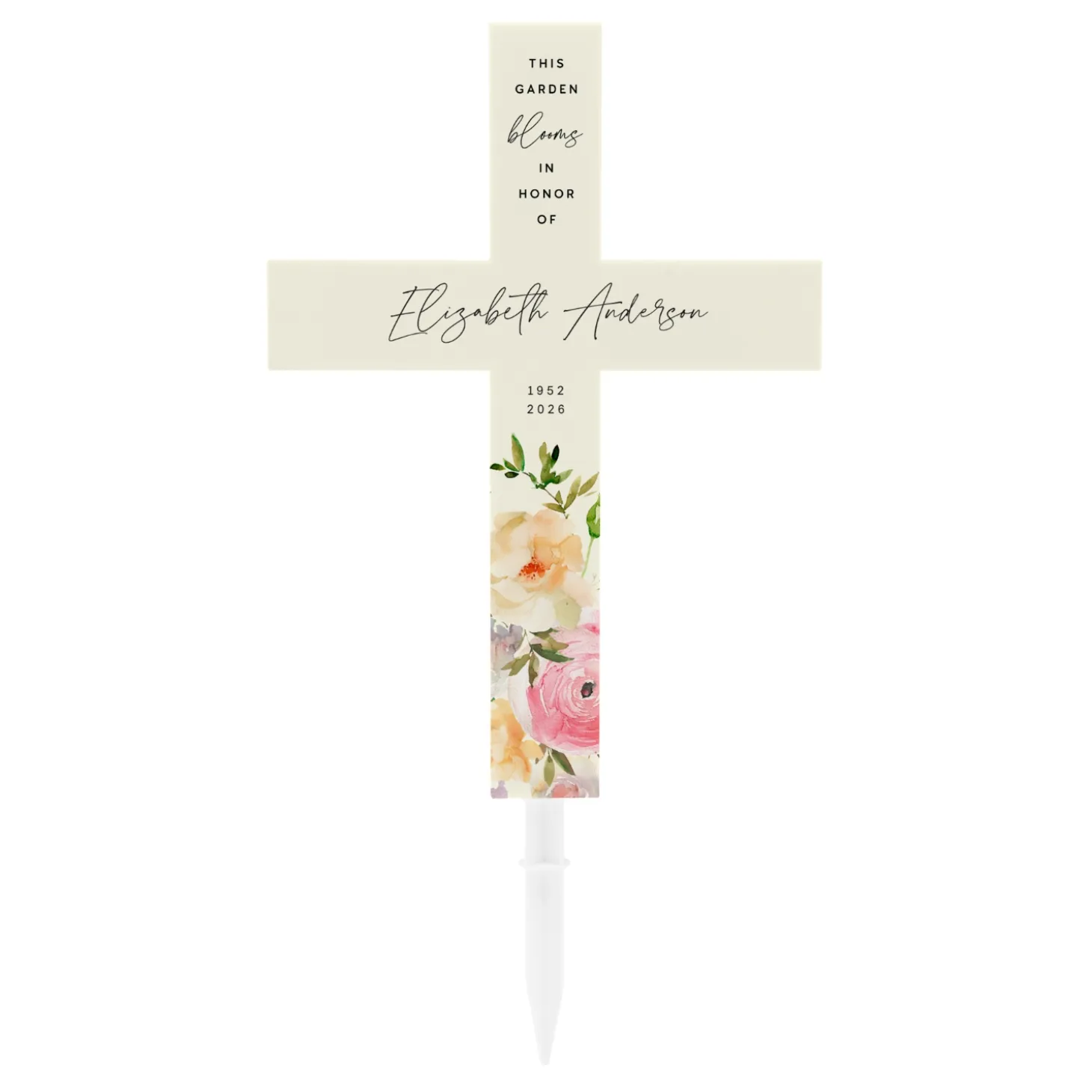 Everlasting Blossoms Memorial Solar LED Cross