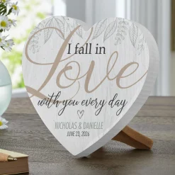 Falling in Love Wood Heart