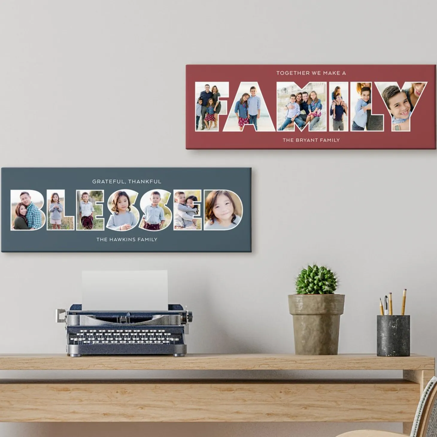 Family/Blessed Typography Photo Canvas