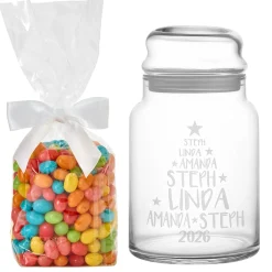 Family Christmas Tree Glass Treat Jar