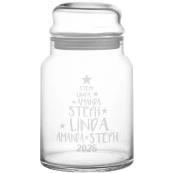 Family Christmas Tree Glass Treat Jar
