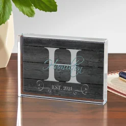 Family Initial & Name Glass Block