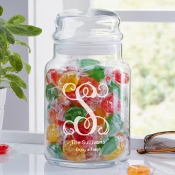 Family Initial & Name Glass Treat Jar