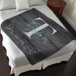 Family Initial & Name Plush Blanket