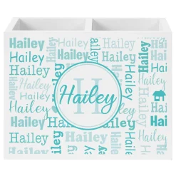Family Name Collage Wood Utensil Caddy