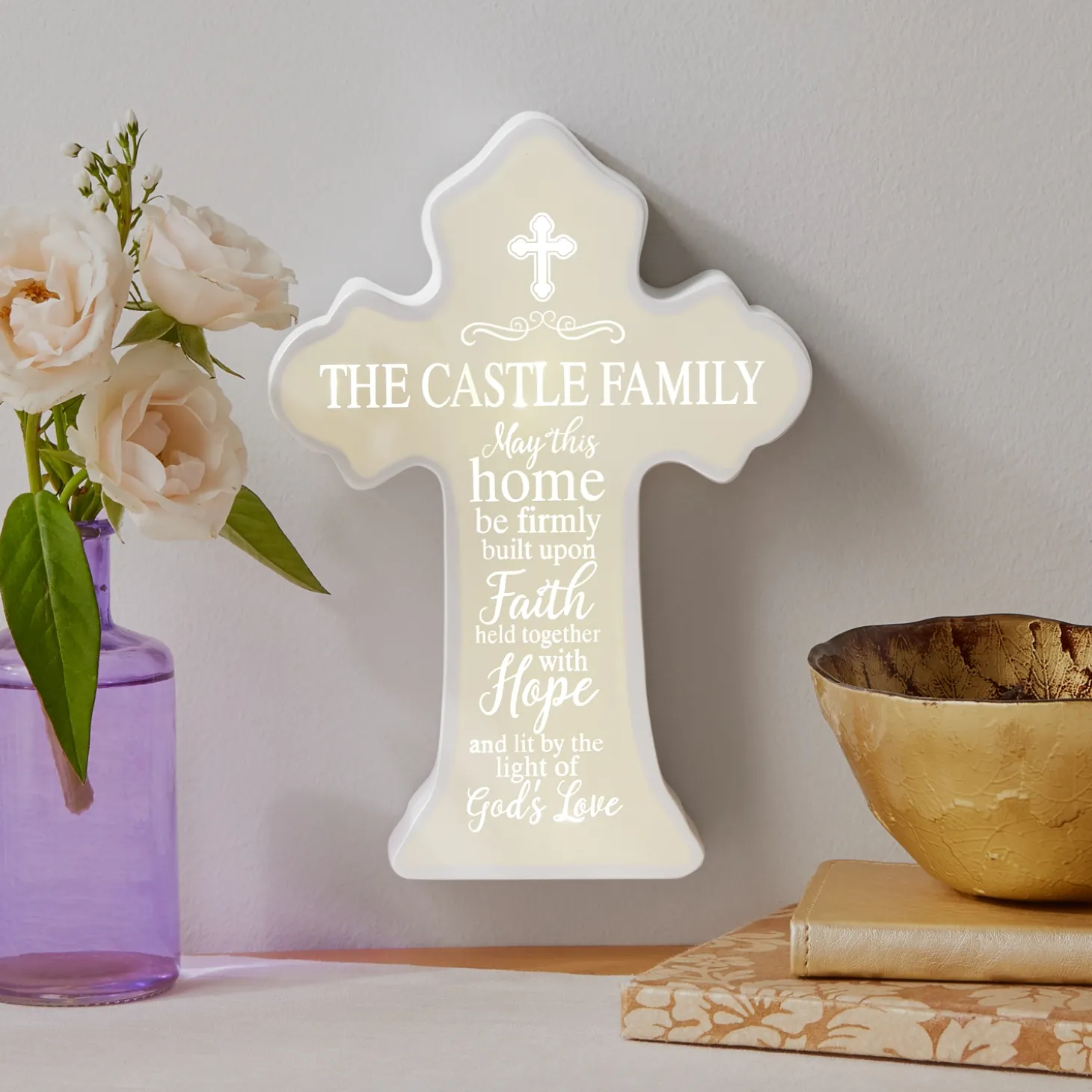 Family of Faith Lighted Cross