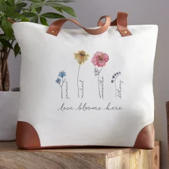 Family of Flowers Canvas Tote Bag