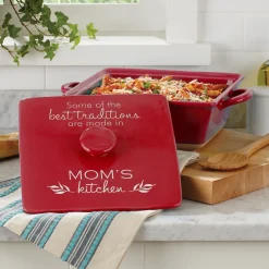 Family Traditions 3qt Square Stoneware Casserole Dish