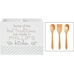 Family Traditions Wood Utensil Caddy
