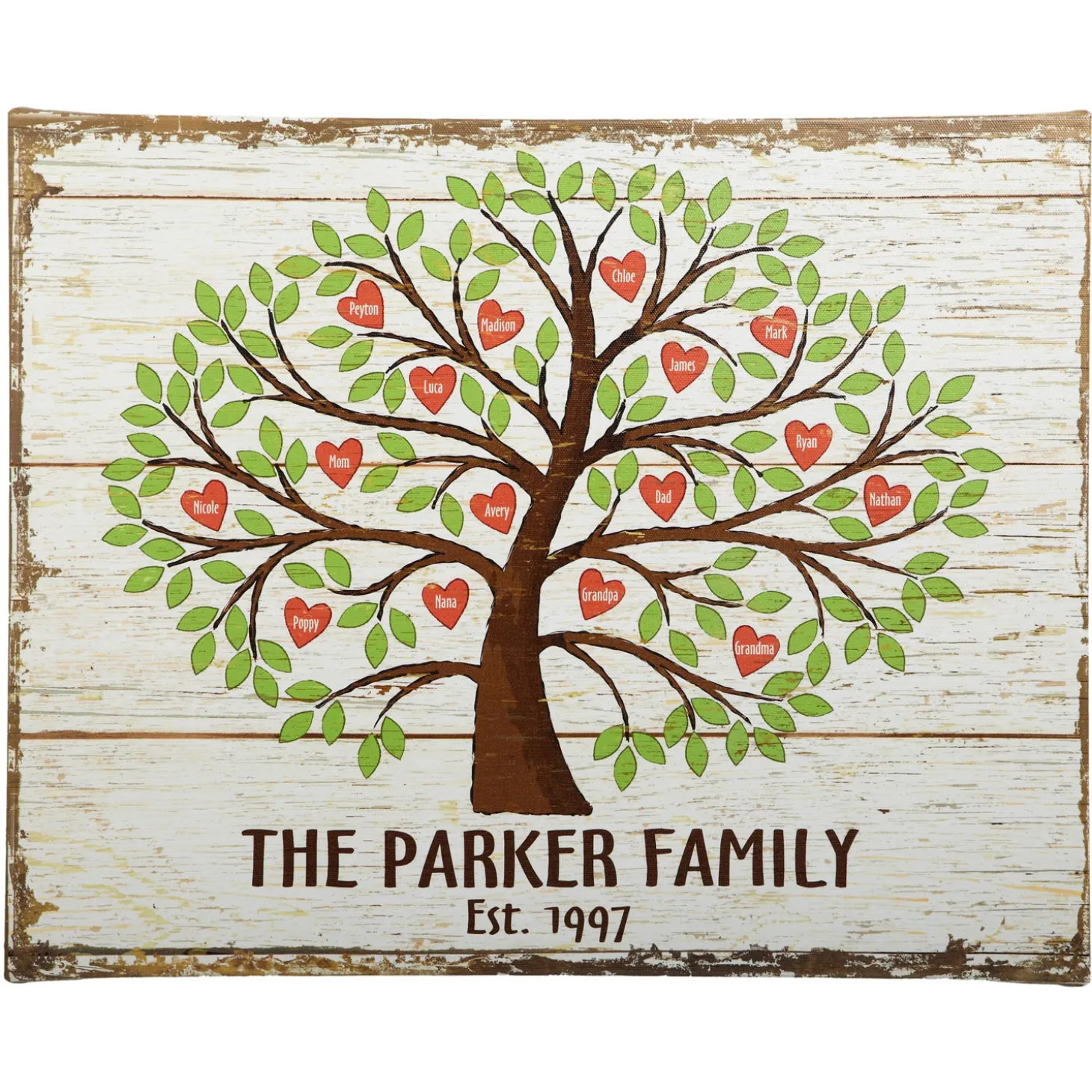 Family Tree of Hearts Canvas