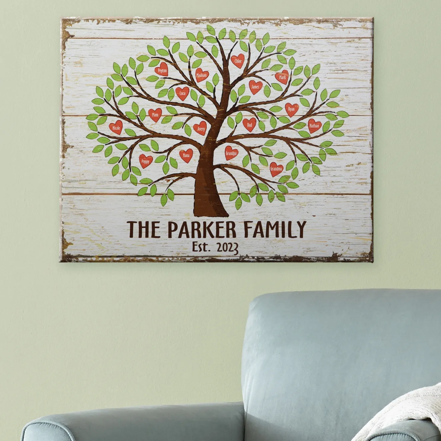 Family Tree of Hearts Canvas