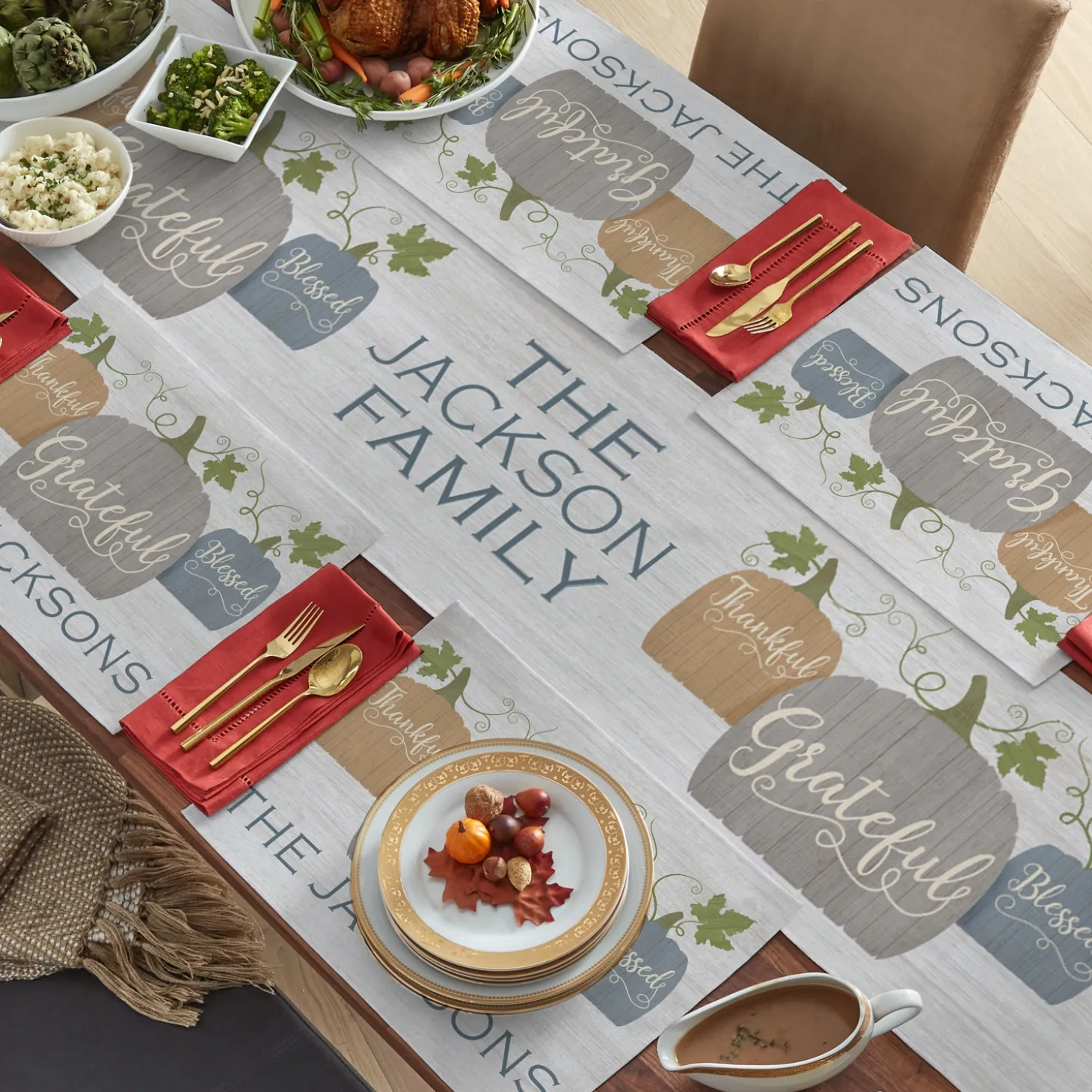 Farmhouse Pumpkins Table Runner & Placemats