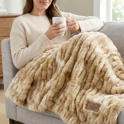Faux Fur Hazelnut Heavyweight Plush Blanket