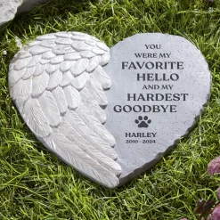 Favorite Hello, Hardest Goodbye Heart Wing Garden Stone