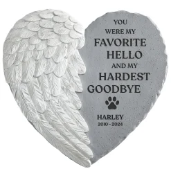 Favorite Hello, Hardest Goodbye Heart Wing Garden Stone