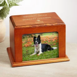 Favorite Hello, Hardest Goodbye Wood Frame Pet Cremation Urn