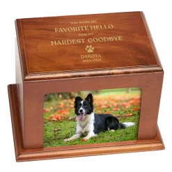 Favorite Hello, Hardest Goodbye Wood Frame Pet Cremation Urn