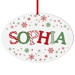 Festive Name Wood Oval Ornament