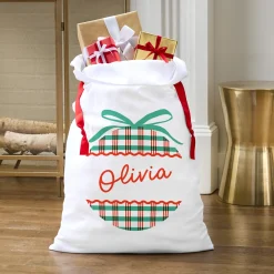 Festive Plaid Ornament Oversized Gift Bag
