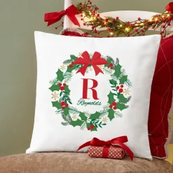 Festive Wreath Throw Pillow