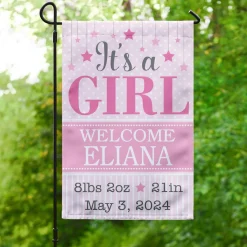 Finally Here Garden Flag