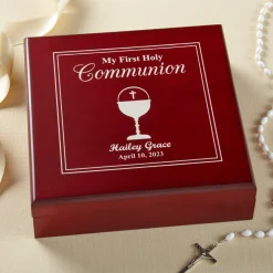 First Communion Wood Keepsake Box