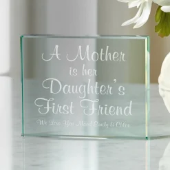 First Memories Glass Block for Mom